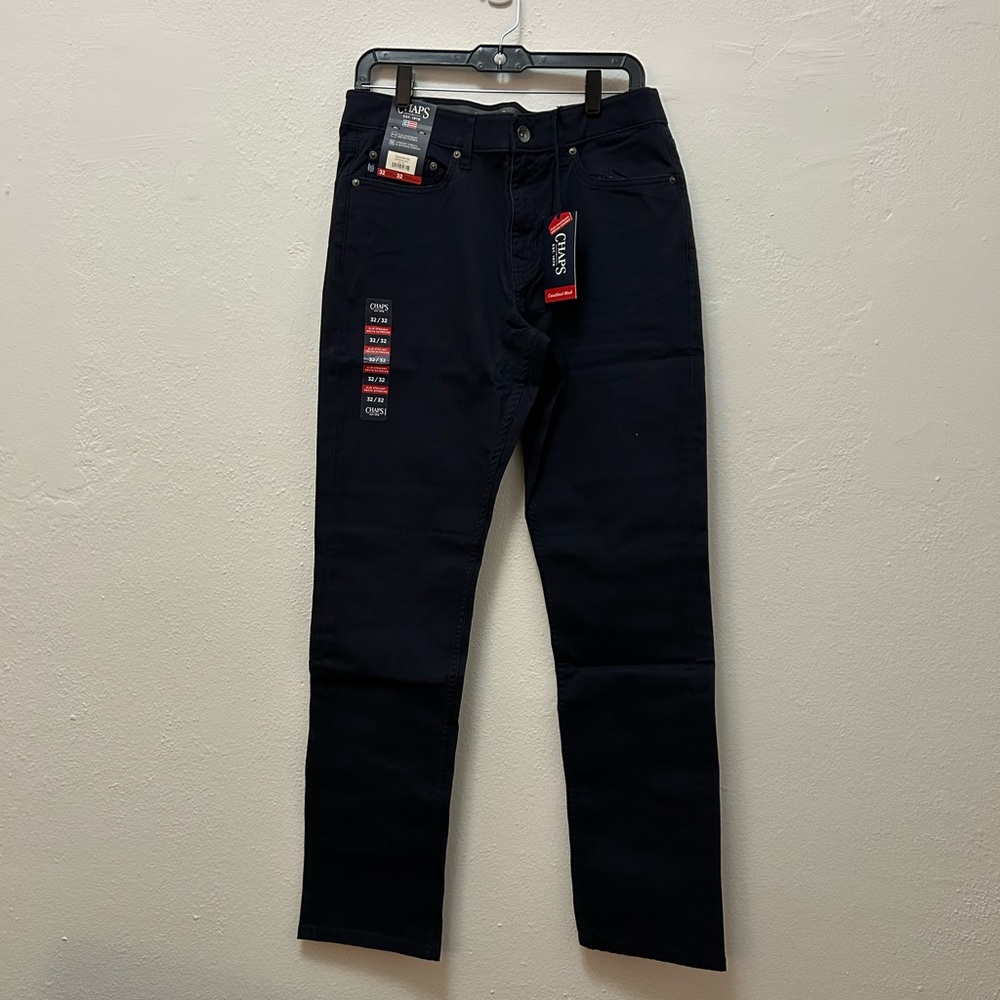 Chaps Black Slim Straight Chino Pants